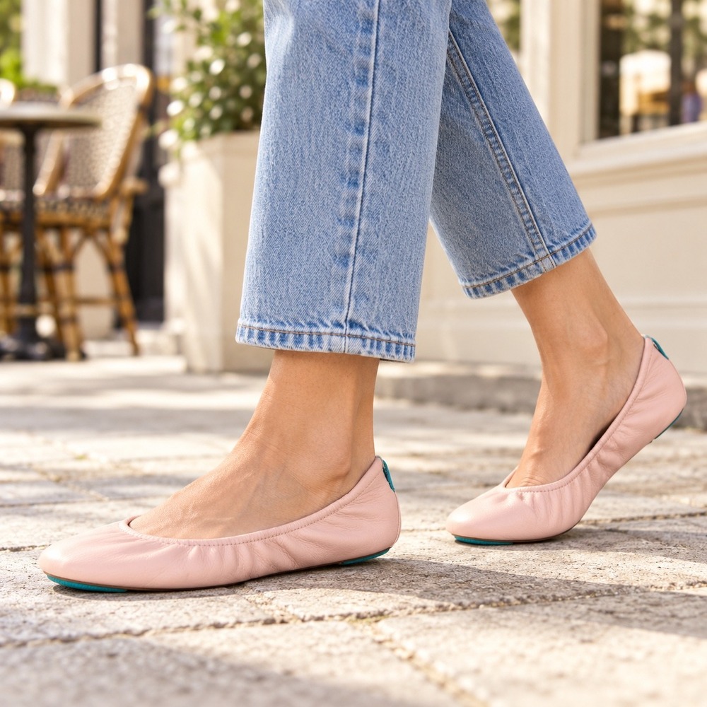 Tieks Ballerina Pink Leather Ballet Flats Size 9 Balletcore Foldable Tr